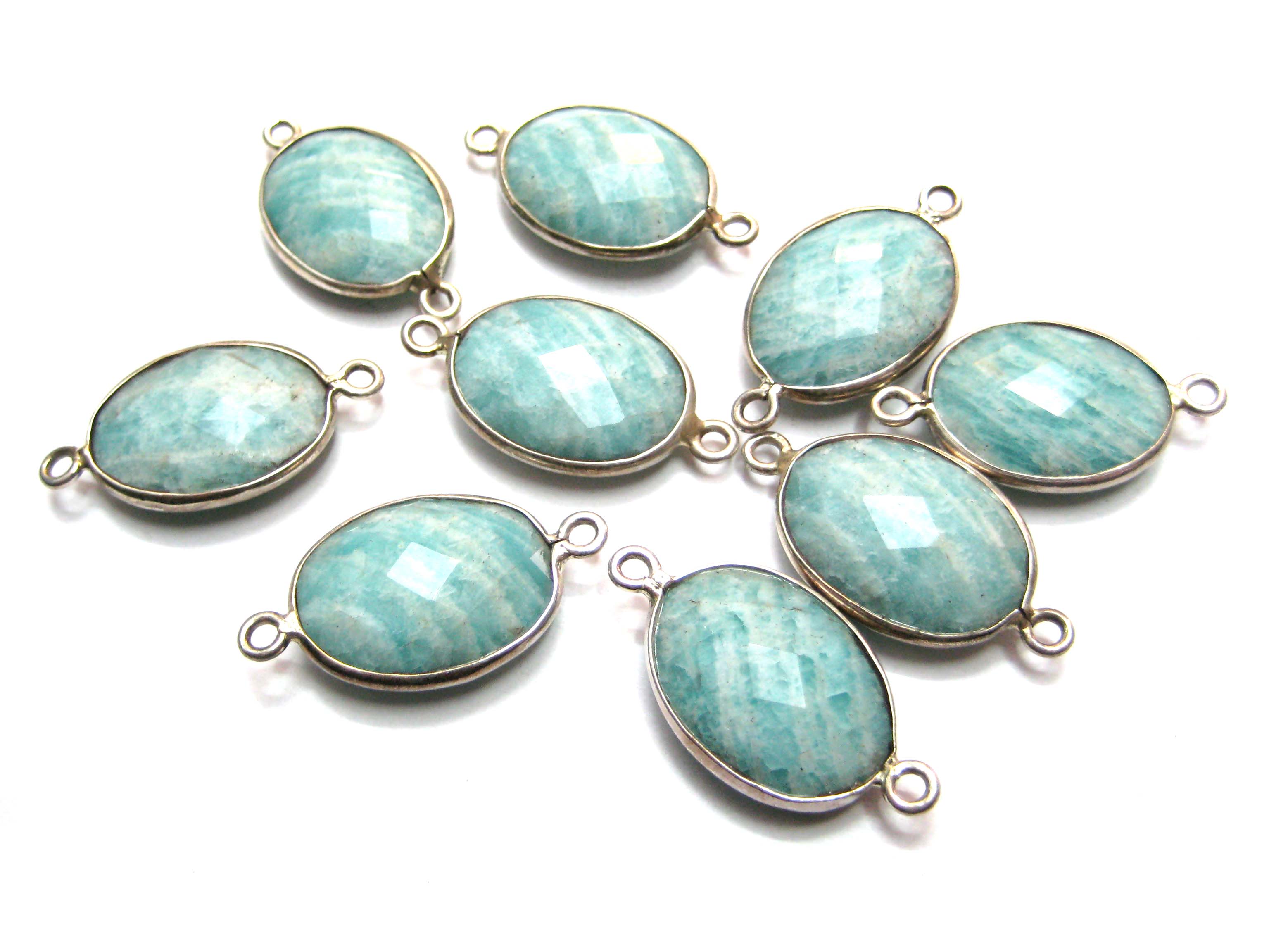 Amazonite Silver Bezel Connectors