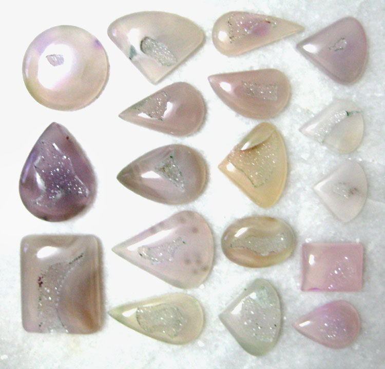 11 Pieces Natural Green Window Druzy Agate Open Geode Druzy Cabochon Irregular Shape 16x20mm-43x53mm 98 Gm.