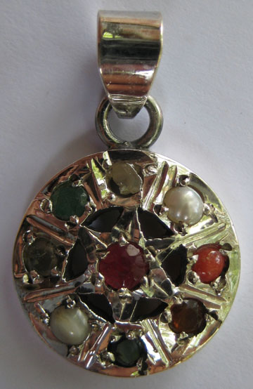 Navratan Star Silver Pendant