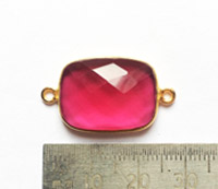 Pink Tourmaline Quartz Bezel Connectors