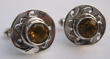 925 Silver Citrine Cufflinks