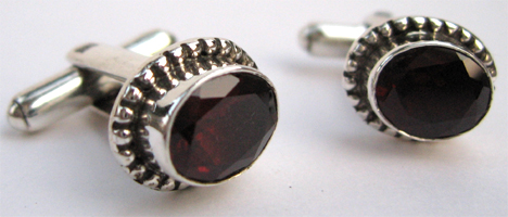 925 Silver Garnet Cufflinks