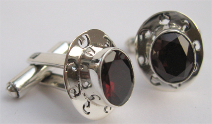 925 Silver Garnet Cufflinks