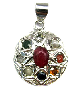 Nine Stone Silver Pendant